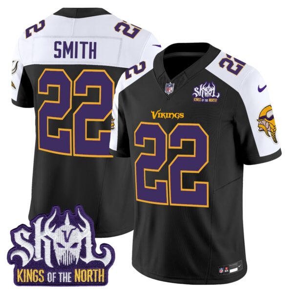 Minnesota Vikings King Of The North Patch Throwback Vapor Limited Jersey V2 – All Stitched – Black Alternate – Harrison Smith Jersey