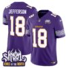 Minnesota Vikings King Of The North Patch Throwback Vapor Limited Jersey V2 – All Stitched – Purple – Justin Jefferson Jersey
