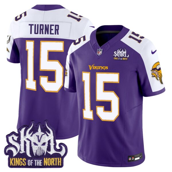 Minnesota Vikings King Of The North Patch Throwback Vapor Limited Jersey V2 – All Stitched – Purple Alternate – Dallas Turner Jersey