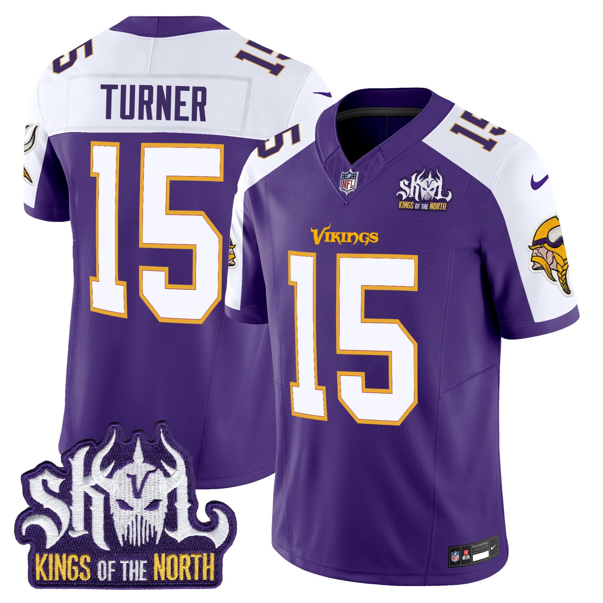 Minnesota Vikings King Of The North Patch Throwback Vapor Limited Jersey V2 – All Stitched – Purple Alternate – Dallas Turner Jersey