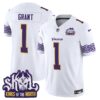 Minnesota Vikings King Of The North Patch Throwback Vapor Limited Jersey V2 – All Stitched – White – Bud Grant Jersey