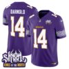 Minnesota Vikings King Of The North Patch Throwback Vapor Limited Jersey V2 – All Stitched – Purple – Sam Darnold Jersey