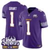 Minnesota Vikings King Of The North Patch Throwback Vapor Limited Jersey V2 – All Stitched – Purple – Bud Grant Jersey
