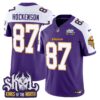 Minnesota Vikings King Of The North Patch Throwback Vapor Limited Jersey V2 – All Stitched – Purple Alternate – T.J. Hockenson Jersey