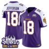 Minnesota Vikings King Of The North Patch Throwback Vapor Limited Jersey V2 – All Stitched – Purple Alternate – Justin Jefferson Jersey