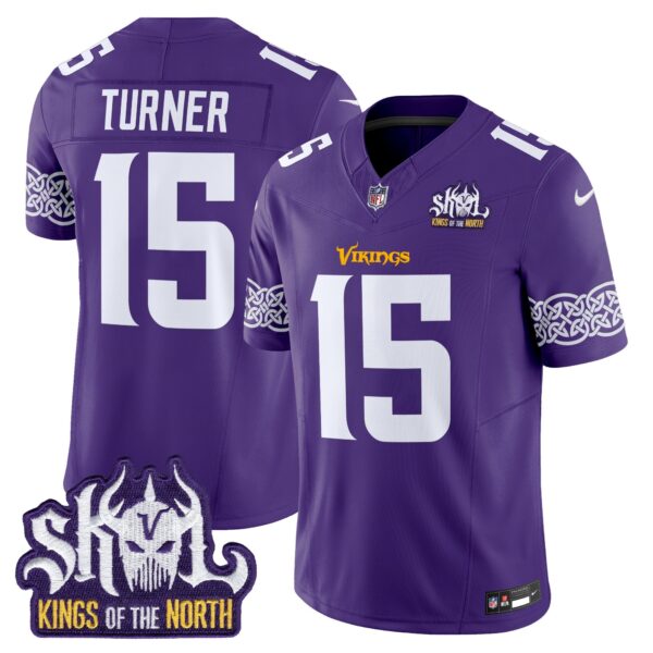 Minnesota Vikings King Of The North Patch Vapor Limited Jersey V2 – All Stitched – Purple – Dallas Turner Jersey