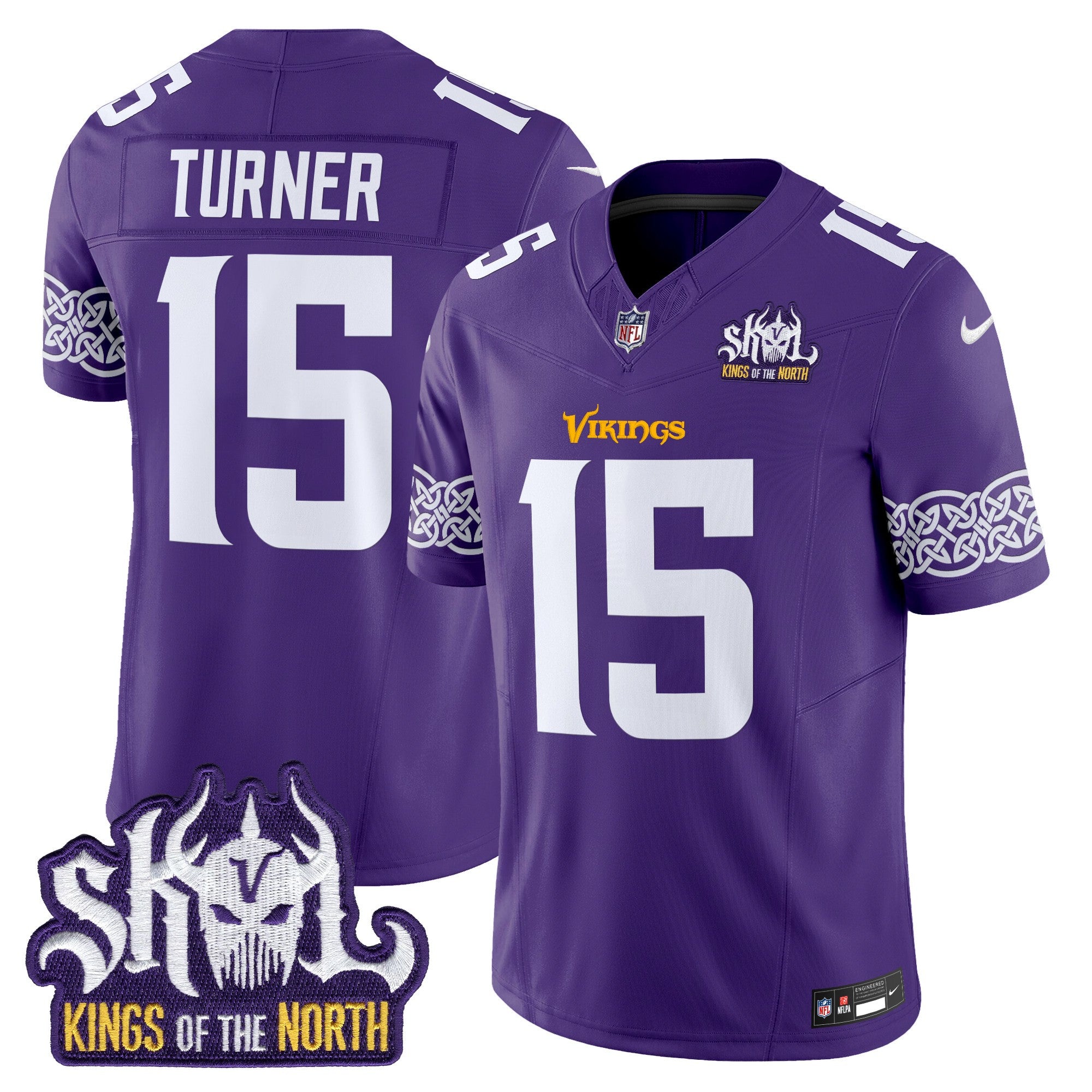 Minnesota Vikings King Of The North Patch Vapor Limited Jersey V2 – All Stitched – Purple – Dallas Turner Jersey