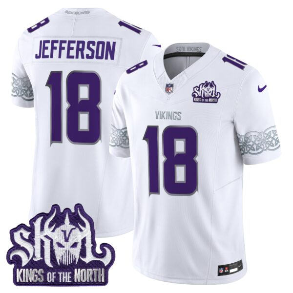 Minnesota Vikings King Of The North Patch Throwback Vapor Limited Jersey V2 – All Stitched – Winter Warrior – Justin Jefferson Jersey