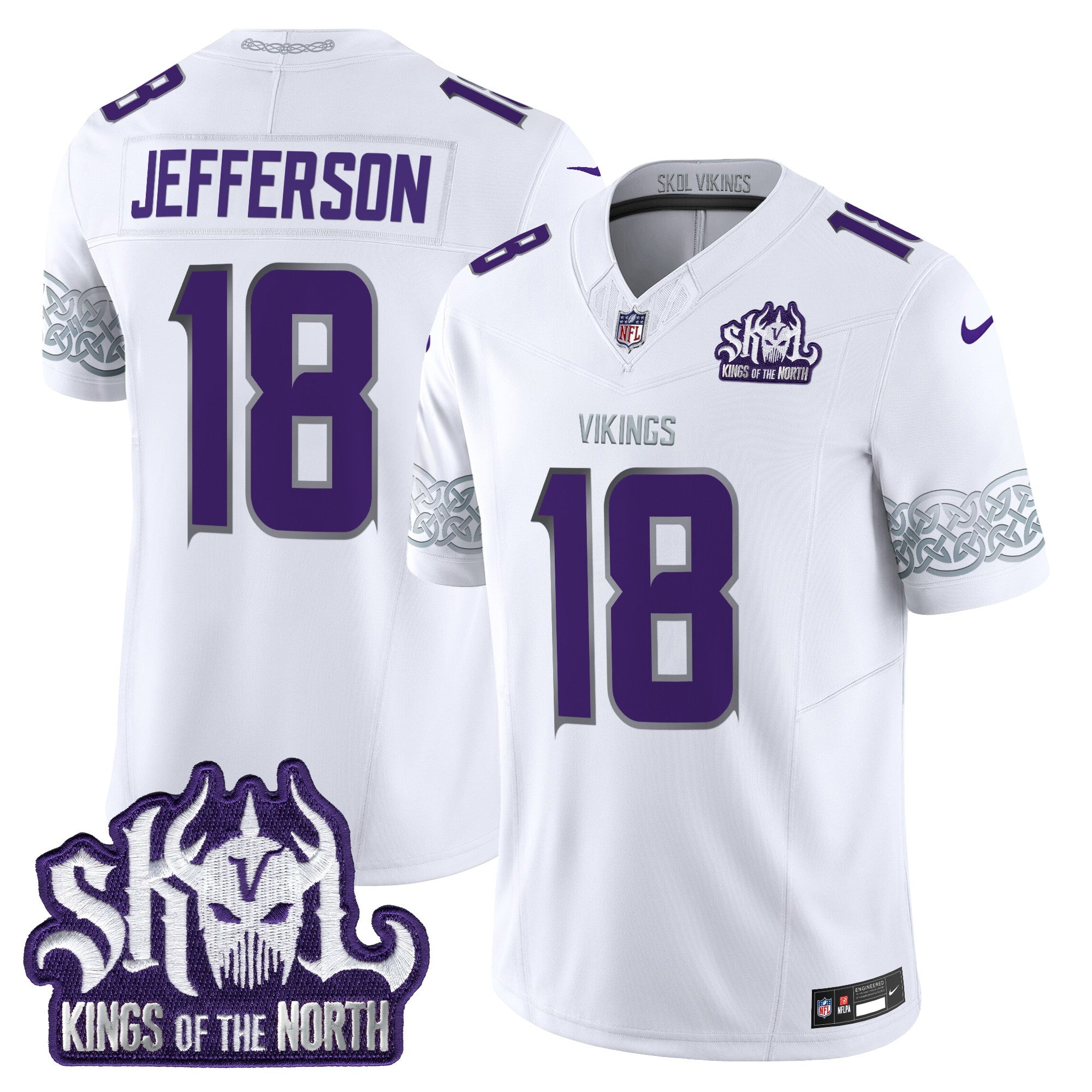Minnesota Vikings King Of The North Patch Throwback Vapor Limited Jersey V2 – All Stitched – Winter Warrior – Justin Jefferson Jersey