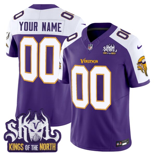 Minnesota Vikings King Of The North Patch Throwback Vapor Limited Custom Jersey V2 – All Stitched – Purple Alternate Jersey