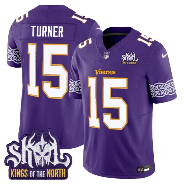 Minnesota Vikings King Of The North Patch Throwback Vapor Limited Jersey V2 – All Stitched – Purple – Dallas Turner Jersey