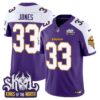 Minnesota Vikings King Of The North Patch Throwback Vapor Limited Jersey V2 – All Stitched – Purple Alternate – Aaron Jones Jersey