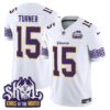 Minnesota Vikings King Of The North Patch Throwback Vapor Limited Jersey V2 – All Stitched – White – Dallas Turner Jersey
