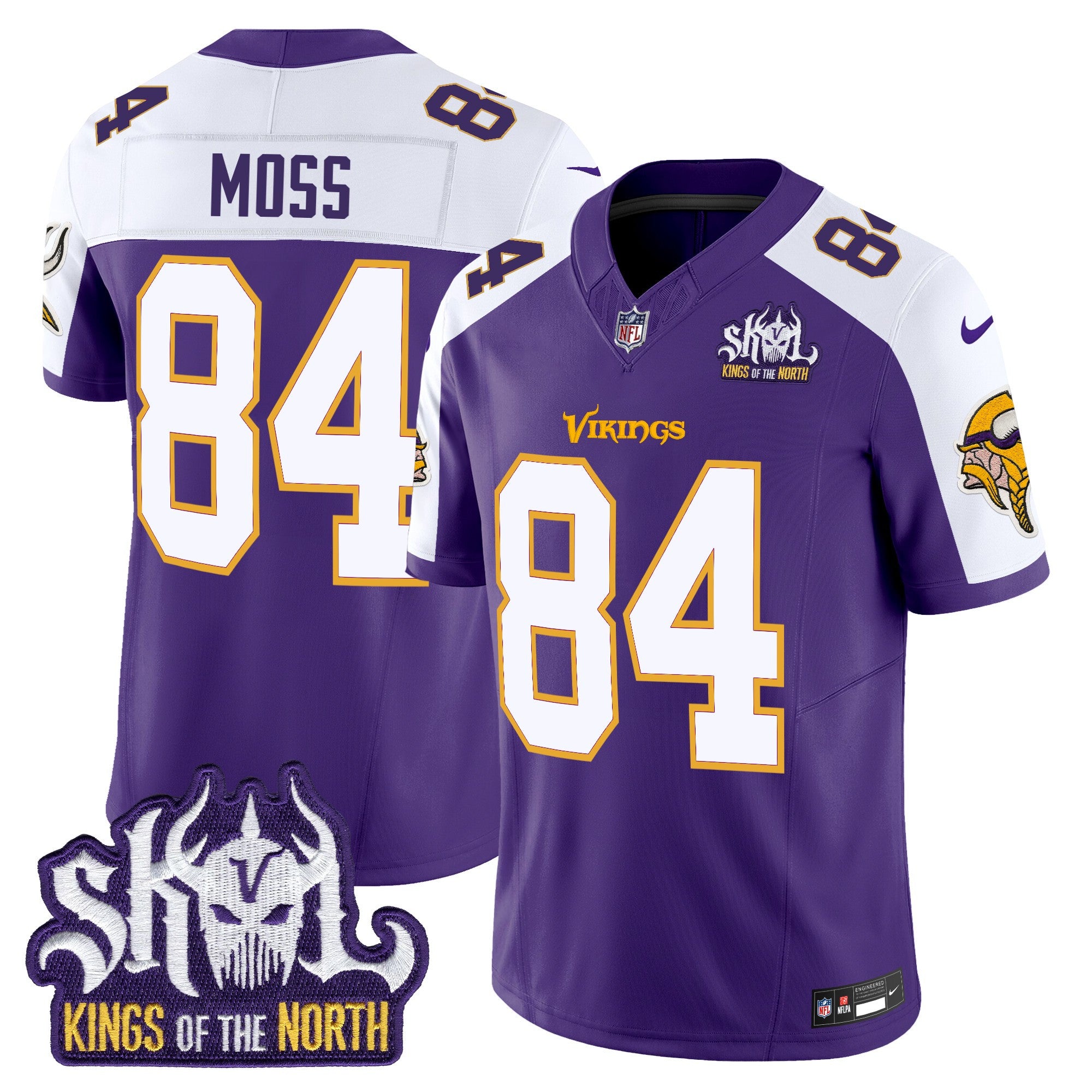 Minnesota Vikings King Of The North Patch Throwback Vapor Limited Jersey V2 – All Stitched – Purple Alternate – Randy Moss Jersey