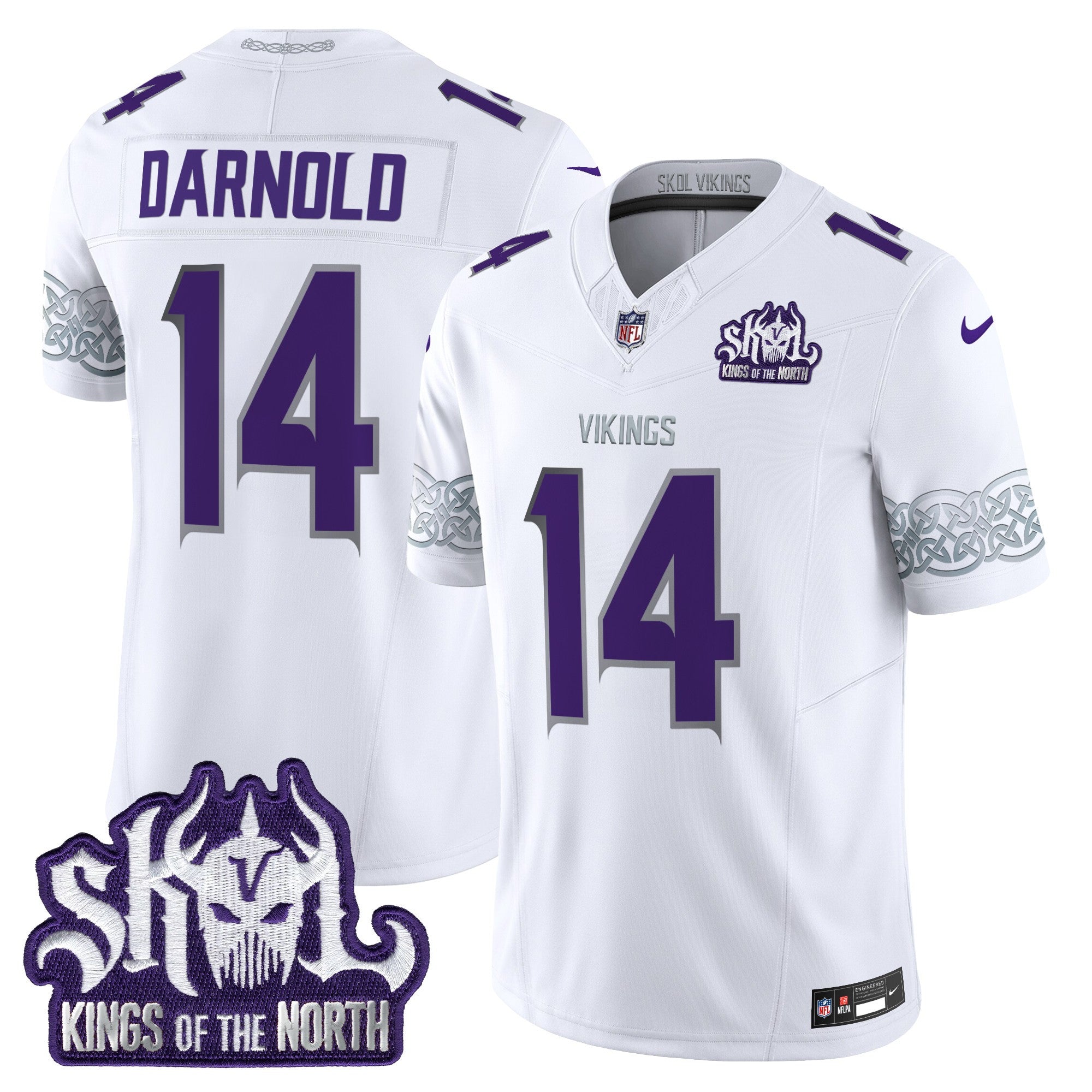 Minnesota Vikings King Of The North Patch Vapor Limited Jersey V2 – All Stitched – Winter Warrior – Sam Darnold Jersey