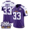 Minnesota Vikings King Of The North Patch Vapor Limited Jersey V2 – All Stitched – Purple Alternate – Aaron Jones Jersey