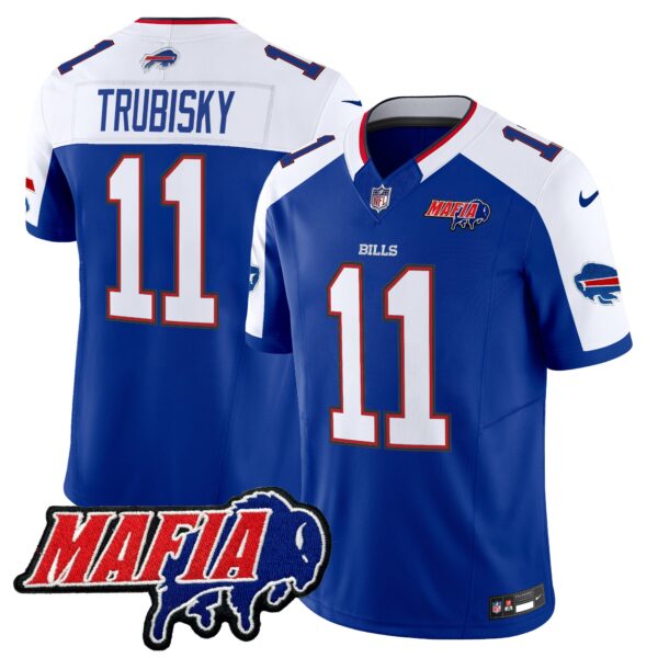 Buffalo Bills 2024 Bills Mafia Patch Vapor Limited Jersey – All Stitched – Royal Alternate – Mitchell Trubisky Jersey