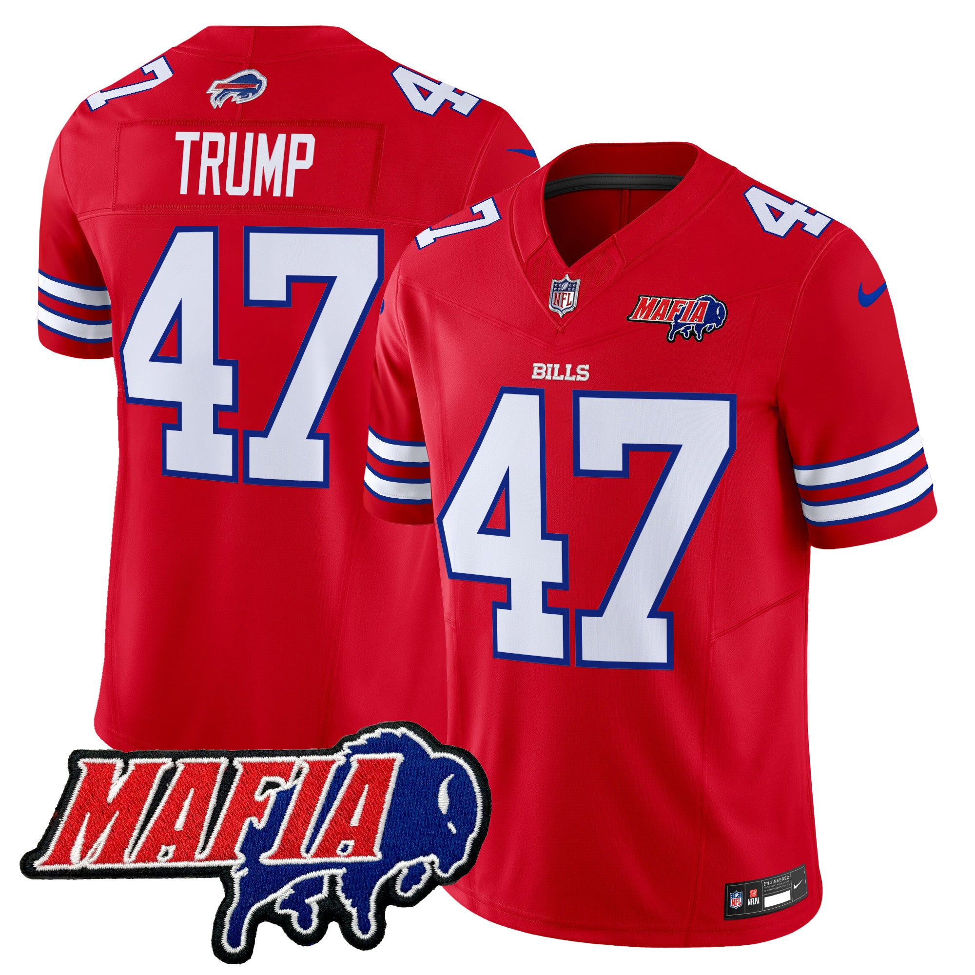 Buffalo Bills 2024 Bills Mafia Patch Vapor Limited Jersey – All Stitched – Red – Donald Trump Jersey