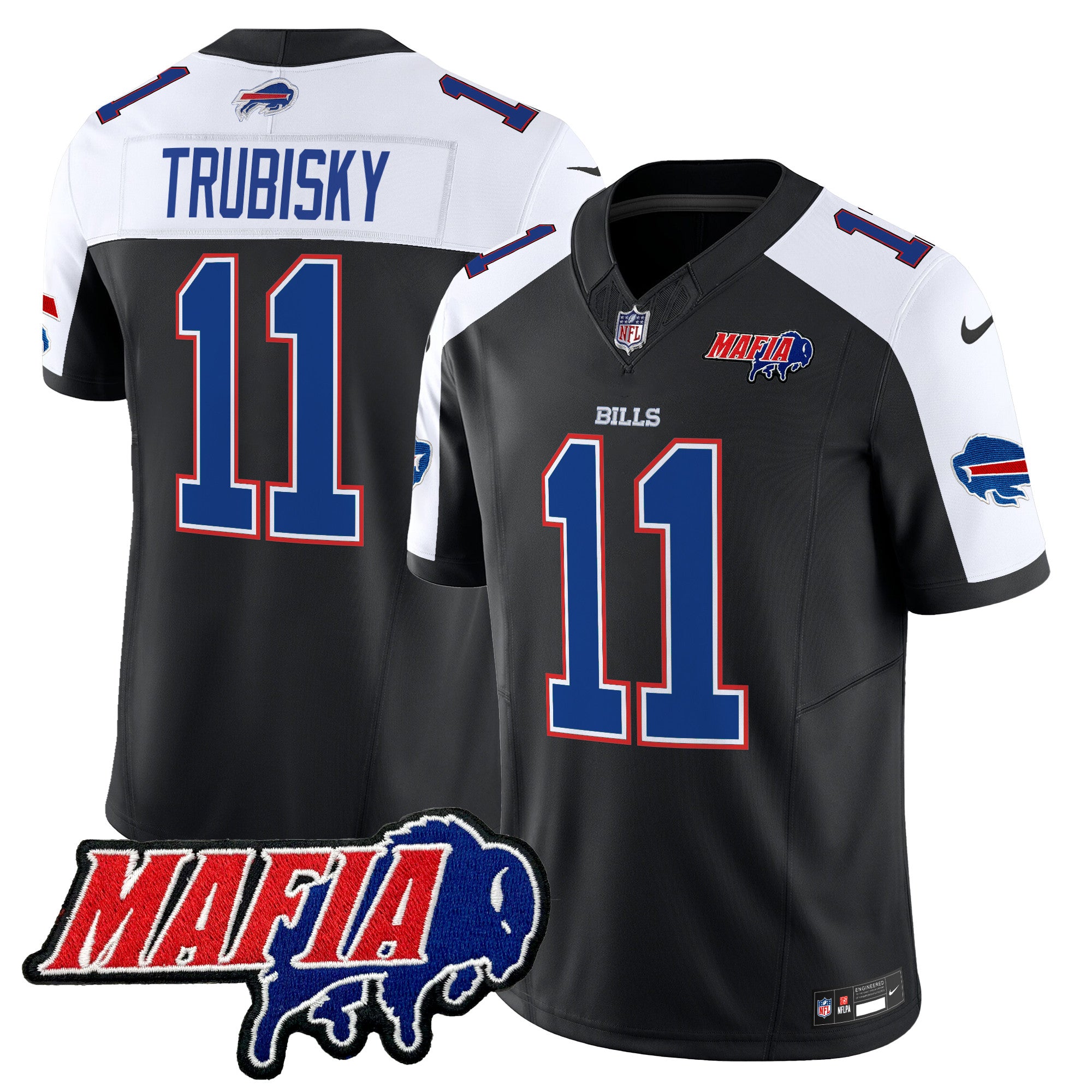Buffalo Bills 2024 Bills Mafia Patch Vapor Limited Jersey – All Stitched – Black Alternate – Mitchell Trubisky Jersey