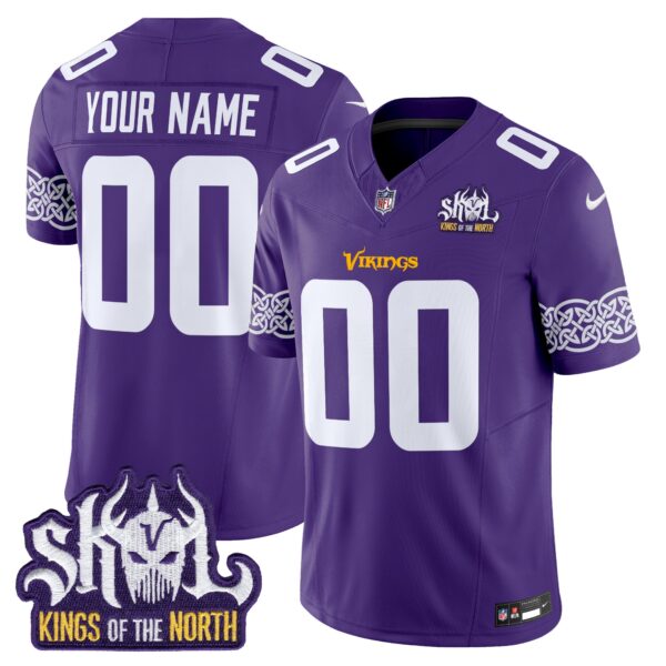 Minnesota Vikings King Of The North Patch Vapor Limited Custom Jersey V2 – All Stitched – Purple Jersey