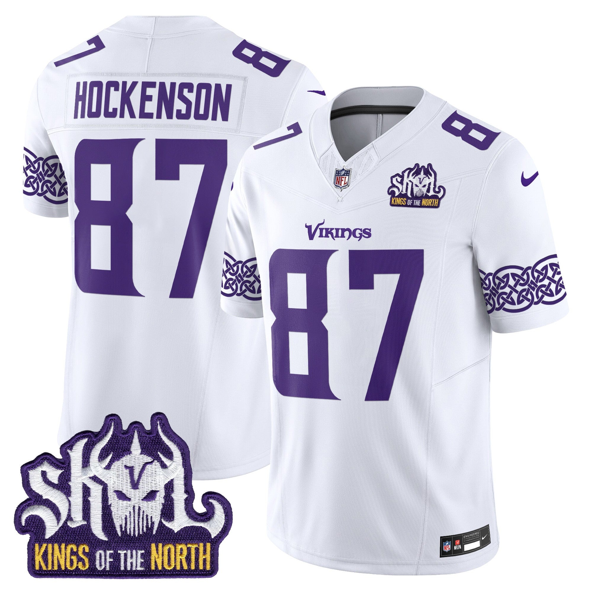 Minnesota Vikings King Of The North Patch Vapor Limited Jersey V2 – All Stitched – White – T.J. Hockenson Jersey