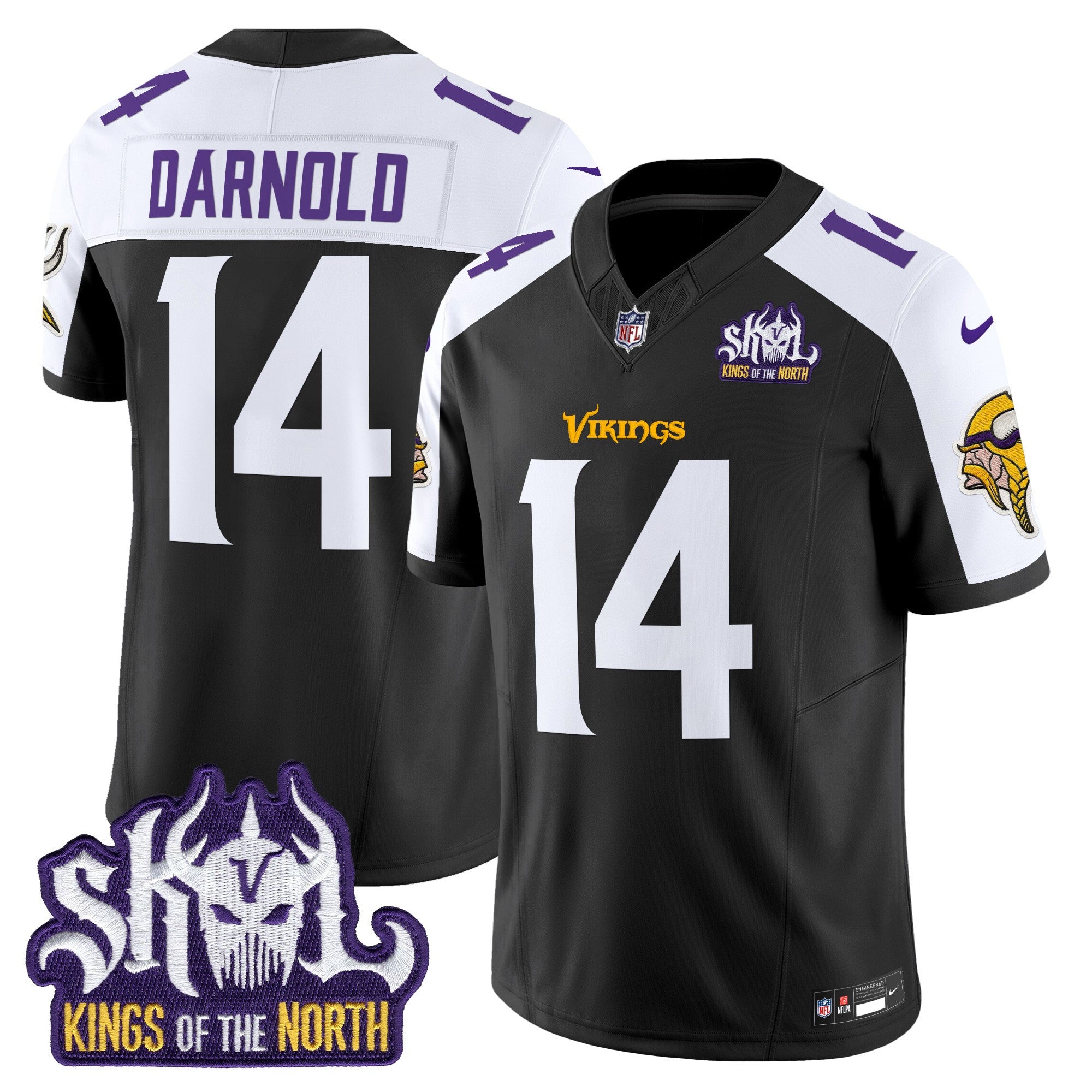 Minnesota Vikings King Of The North Patch Vapor Limited Jersey V2 – All Stitched – Black Alternate – Sam Darnold Jersey