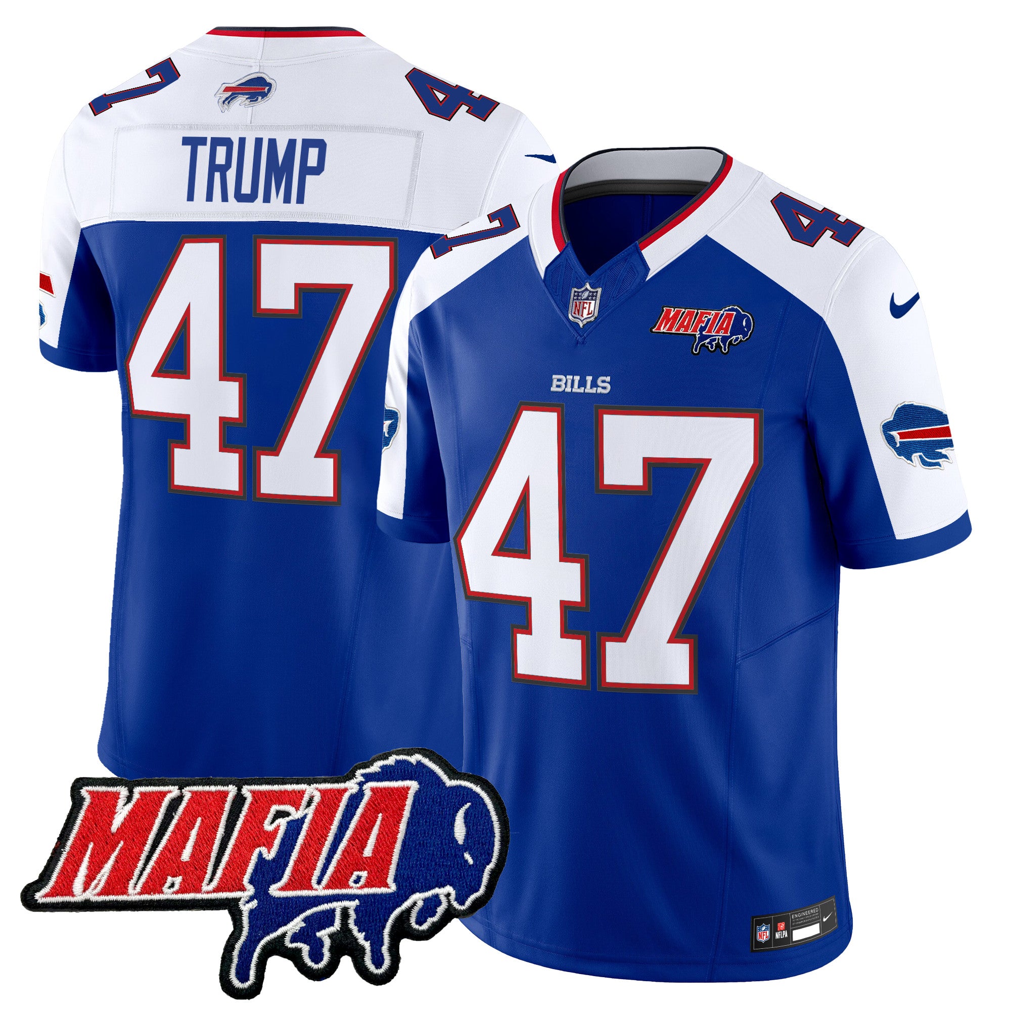 Buffalo Bills 2024 Bills Mafia Patch Vapor Limited Jersey – All Stitched – Royal Alternate – Donald Trump Jersey