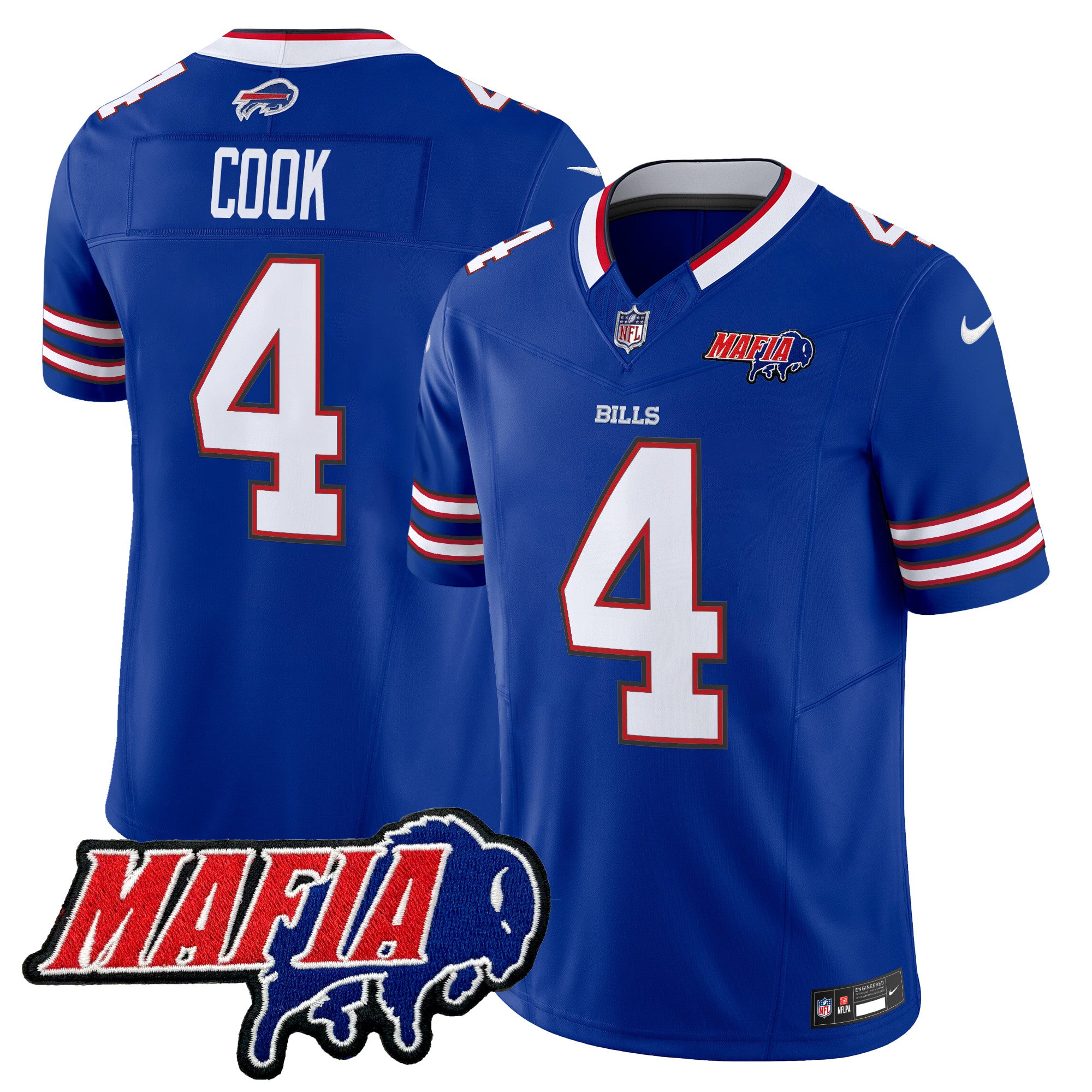 Buffalo Bills 2024 Bills Mafia Patch Vapor Limited Jersey – All Stitched – Royal – James Cook Jersey