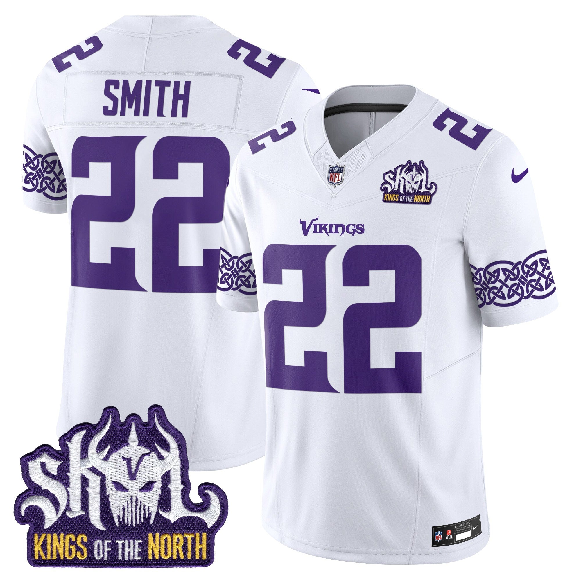 Minnesota Vikings King Of The North Patch Vapor Limited Jersey V2 – All Stitched – White – Harrison Smith Jersey