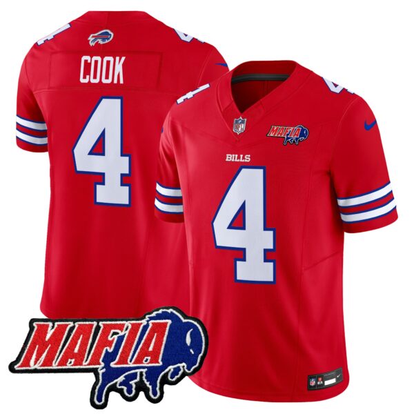 Buffalo Bills 2024 Bills Mafia Patch Vapor Limited Jersey – All Stitched – Red – James Cook Jersey