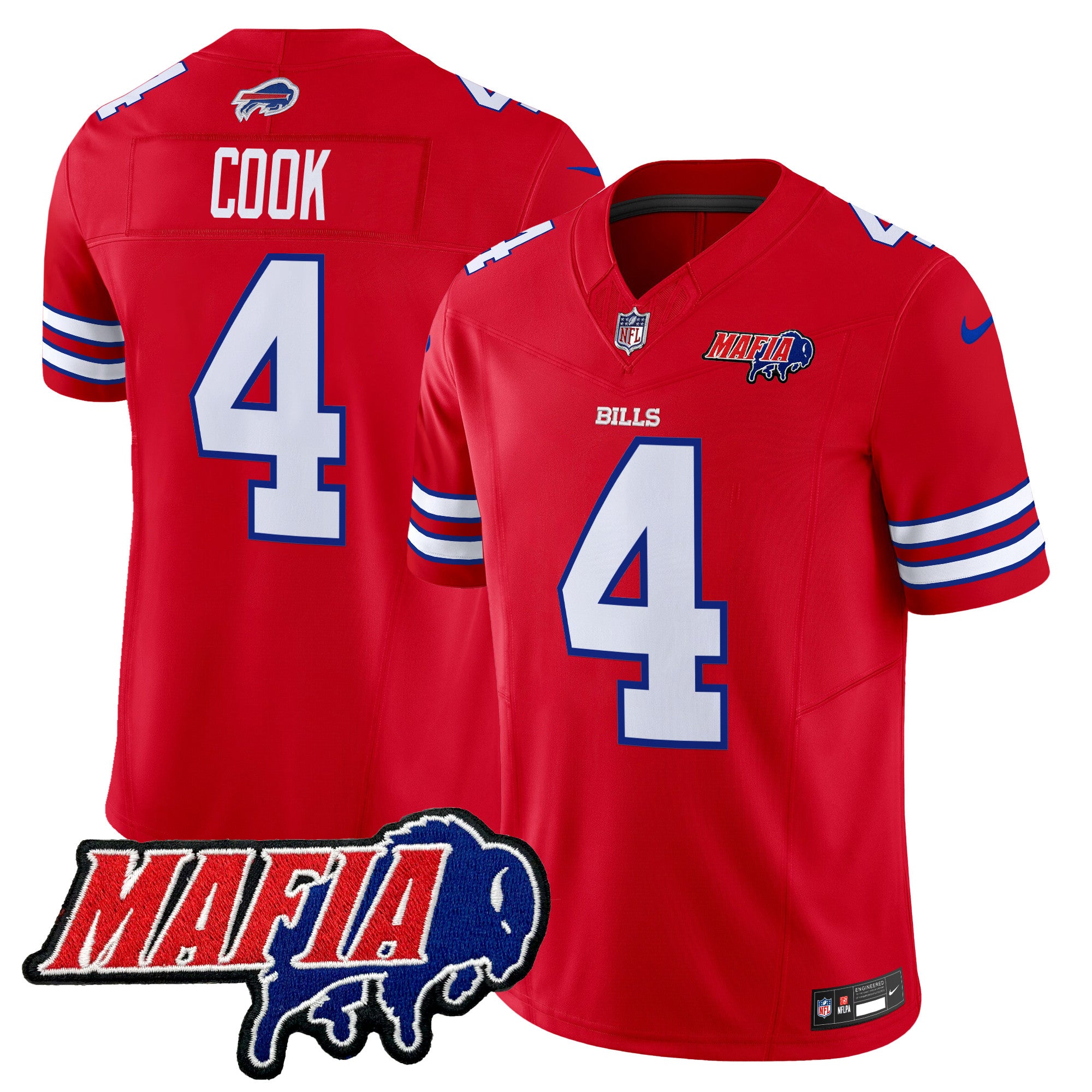 Buffalo Bills 2024 Bills Mafia Patch Vapor Limited Jersey – All Stitched – Red – James Cook Jersey