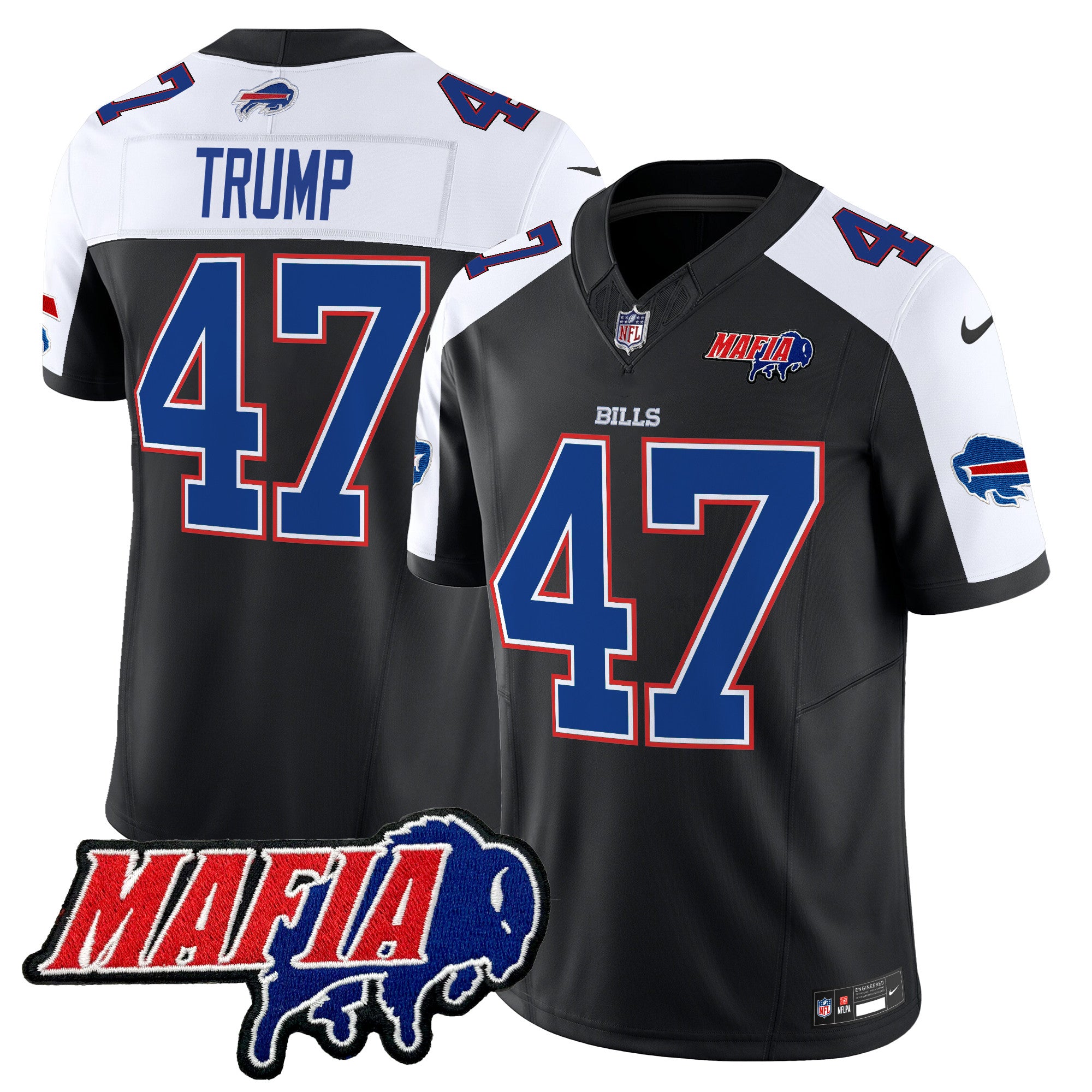 Buffalo Bills 2024 Bills Mafia Patch Vapor Limited Jersey – All Stitched – Black Alternate – Donald Trump Jersey