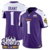 Minnesota Vikings King Of The North Patch Vapor Limited Jersey V2 – All Stitched – Purple Alternate – Bud Grant Jersey