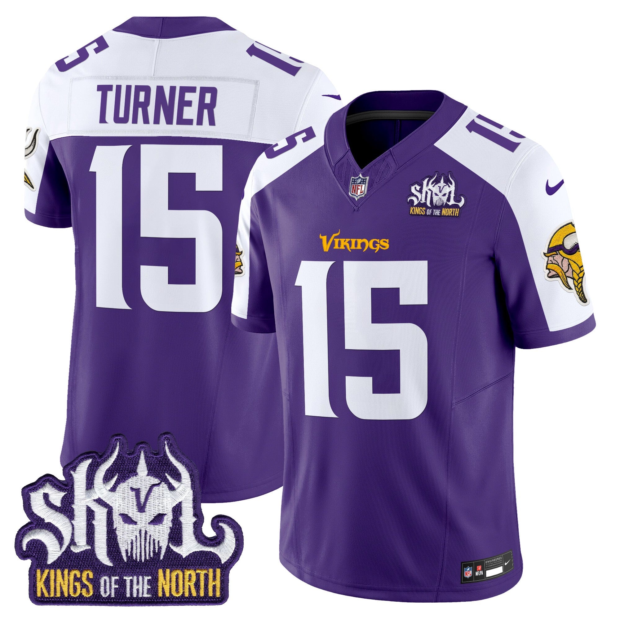 Minnesota Vikings King Of The North Patch Vapor Limited Jersey V2 – All Stitched – Purple Alternate – Dallas Turner Jersey