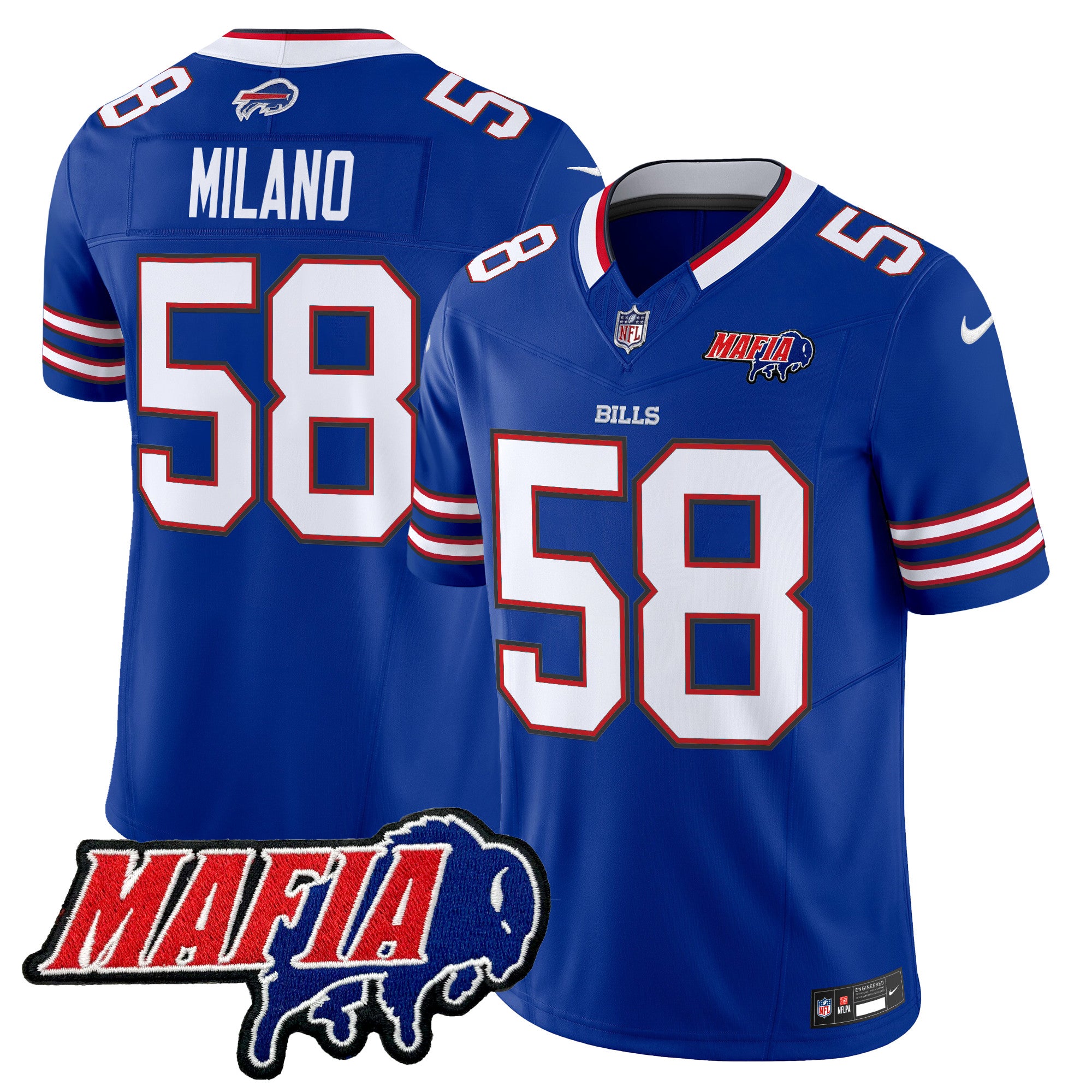 Buffalo Bills 2024 Bills Mafia Patch Vapor Limited Jersey – All Stitched – Royal – Matt Milano Jersey