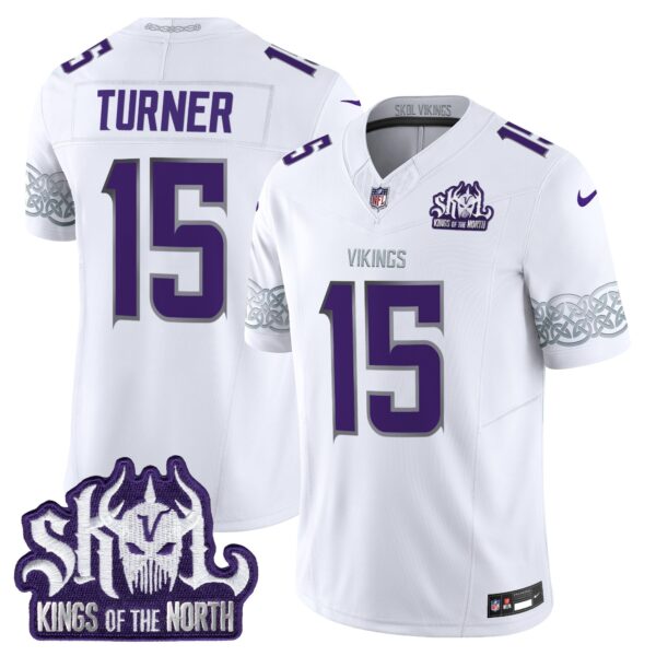 Minnesota Vikings King Of The North Patch Vapor Limited Jersey V2 – All Stitched – Winter Warrior – Dallas Turner Jersey