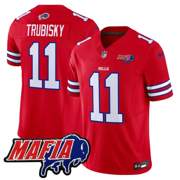 Buffalo Bills 2024 Bills Mafia Patch Vapor Limited Jersey – All Stitched – Red – Mitchell Trubisky Jersey