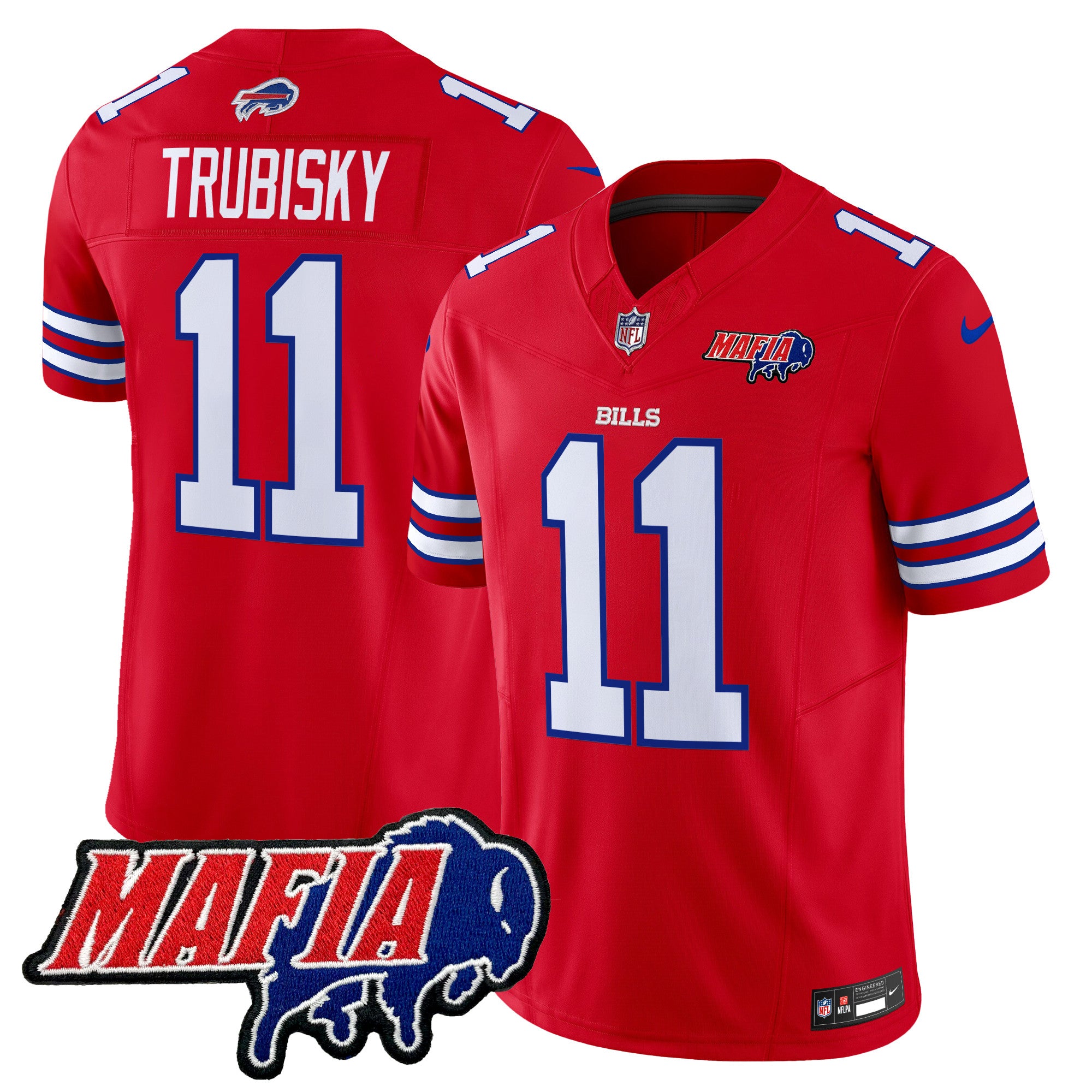 Buffalo Bills 2024 Bills Mafia Patch Vapor Limited Jersey – All Stitched – Red – Mitchell Trubisky Jersey