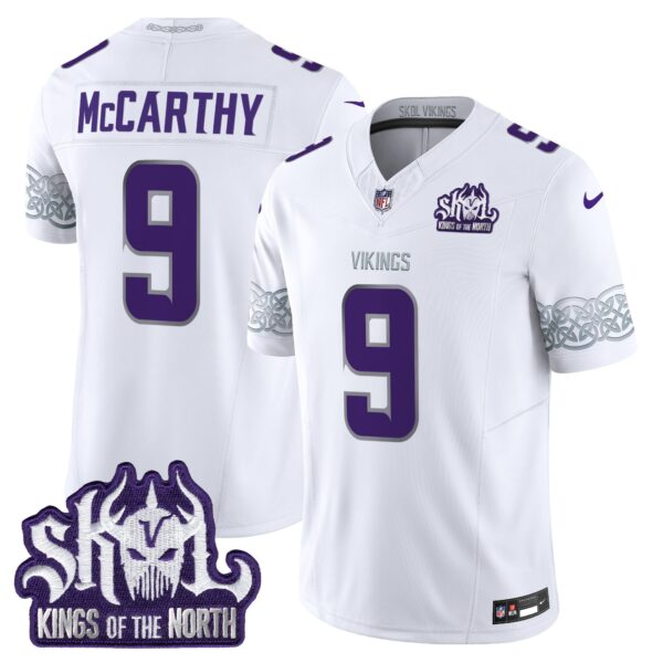 Minnesota Vikings King Of The North Patch Vapor Limited Jersey V2 – All Stitched – Winter Warrior – J.J. McCarthy Jersey