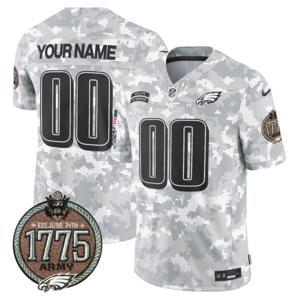 Eagles 2024 Salute to Service Establishment Year Patch Vapor Limited Custom Jersey – All Stitched – Army Jersey