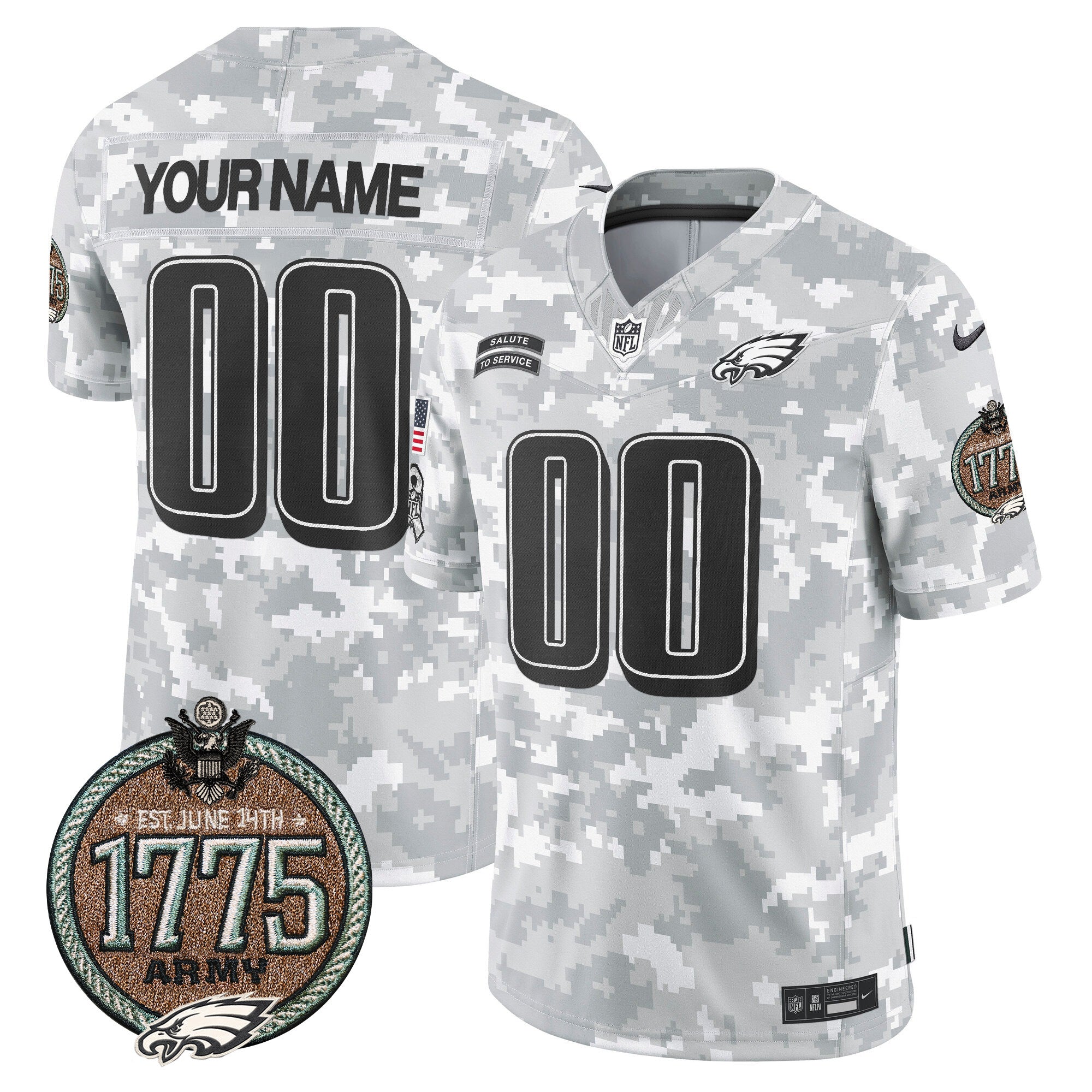Eagles 2024 Salute to Service Establishment Year Patch Vapor Limited Custom Jersey – All Stitched – Army Jersey