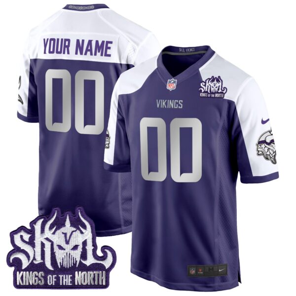 Minnesota Vikings 2024 Winter Warrior Skol Patch Game Custom Jersey – All Stitched – Purple Alternate Jersey