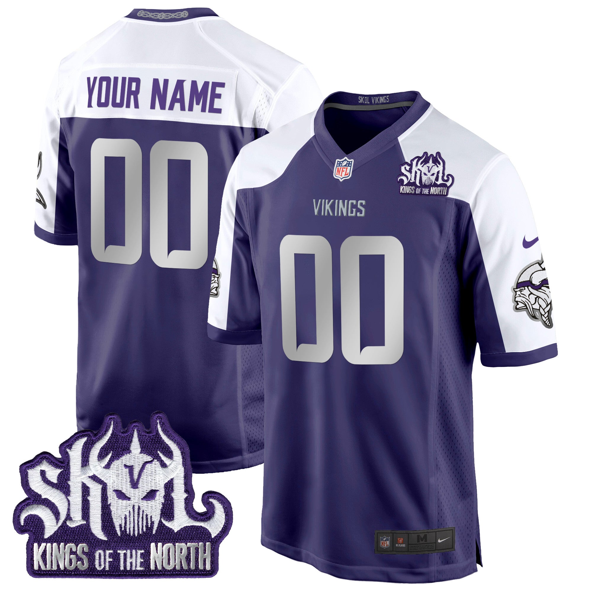 Minnesota Vikings 2024 Winter Warrior Skol Patch Game Custom Jersey – All Stitched – Purple Alternate Jersey