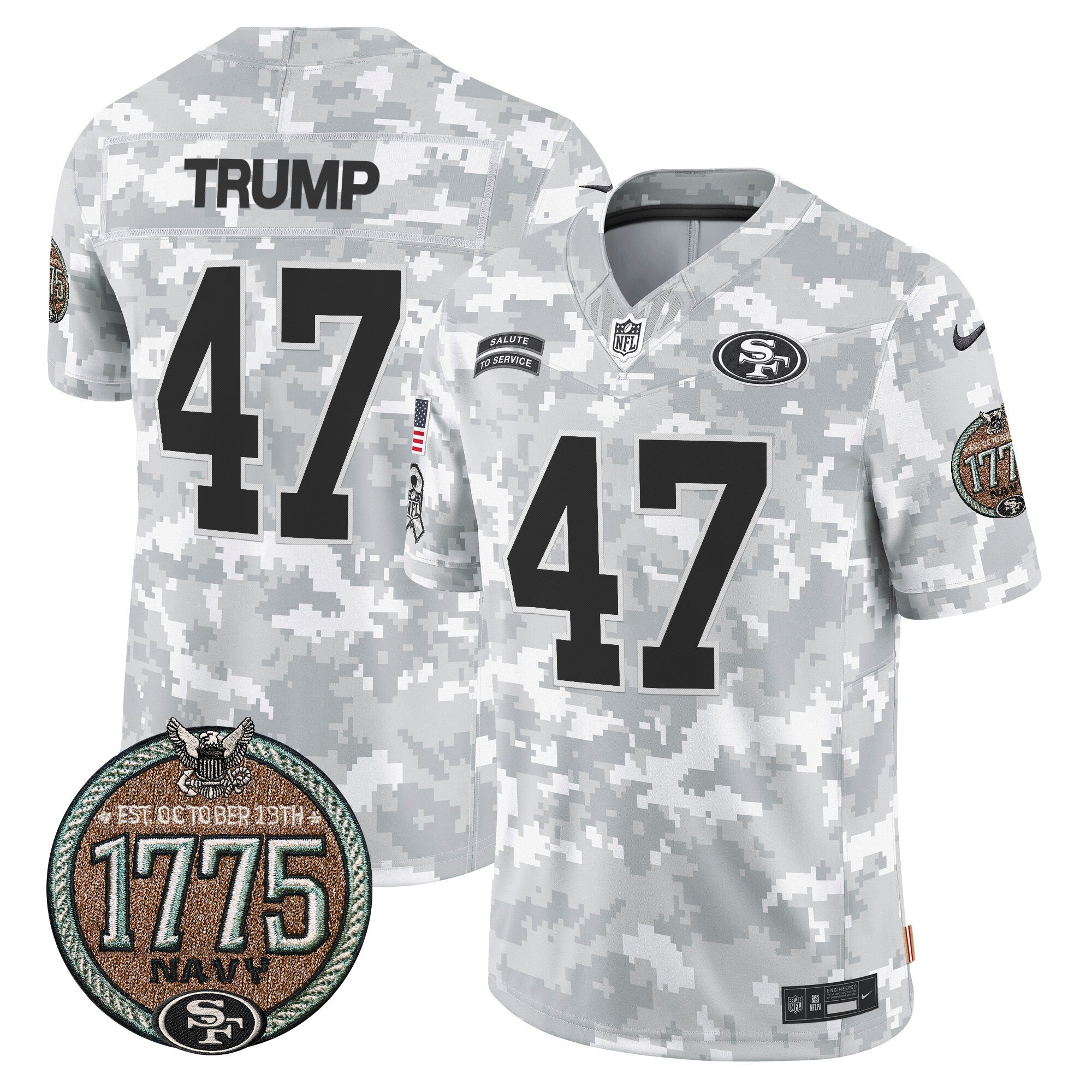 49ers 2024 Salute to Service Establishment Year Patch Vapor Limited Jersey – All Stitched – Navy – Donald Trump Jersey