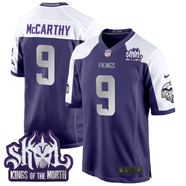 Minnesota Vikings 2024 Winter Warrior Skol Patch Game Jersey – All Stitched – Purple Alternate – J.J. McCarthy Jersey