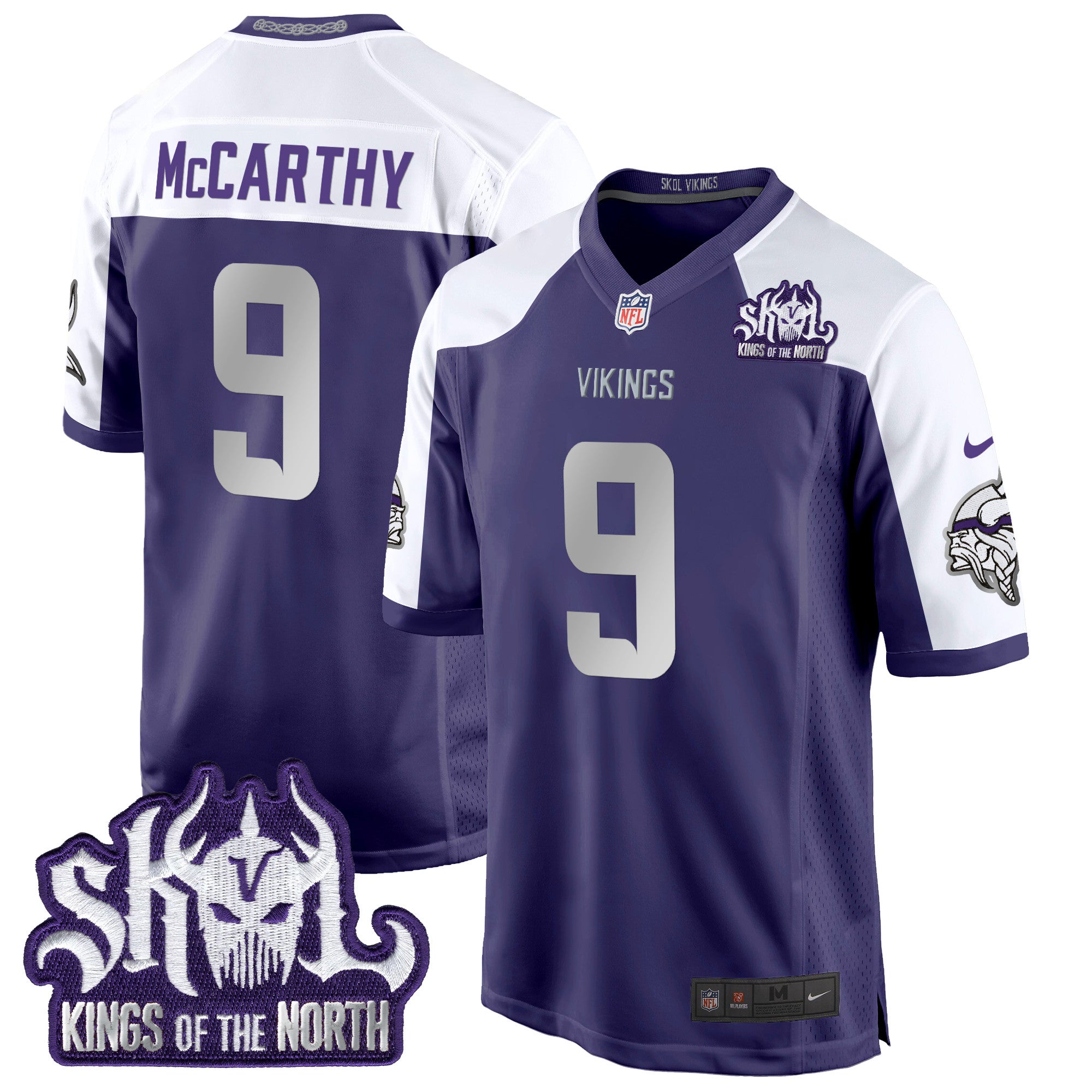 Minnesota Vikings 2024 Winter Warrior Skol Patch Game Jersey – All Stitched – Purple Alternate – J.J. McCarthy Jersey