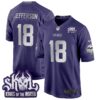 Minnesota Vikings 2024 Winter Warrior Skol Patch Game Jersey – All Stitched – Purple – Justin Jefferson Jersey