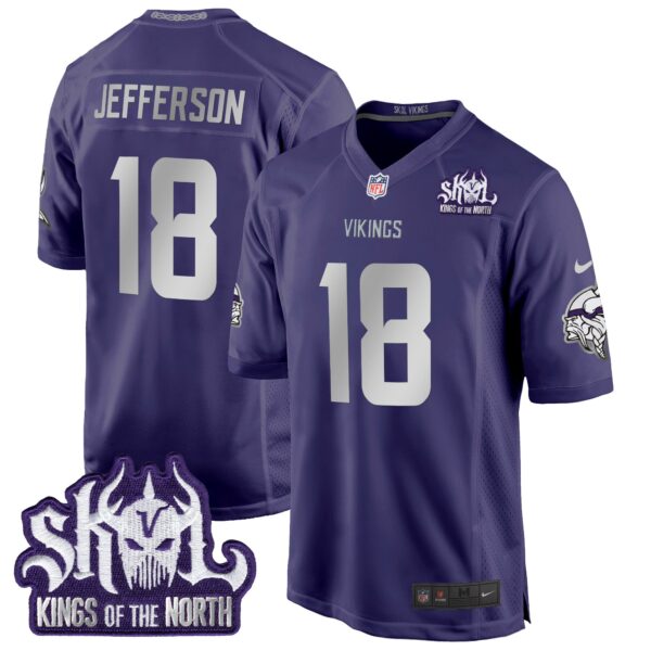 Minnesota Vikings 2024 Winter Warrior Skol Patch Game Jersey – All Stitched – Purple – Justin Jefferson Jersey
