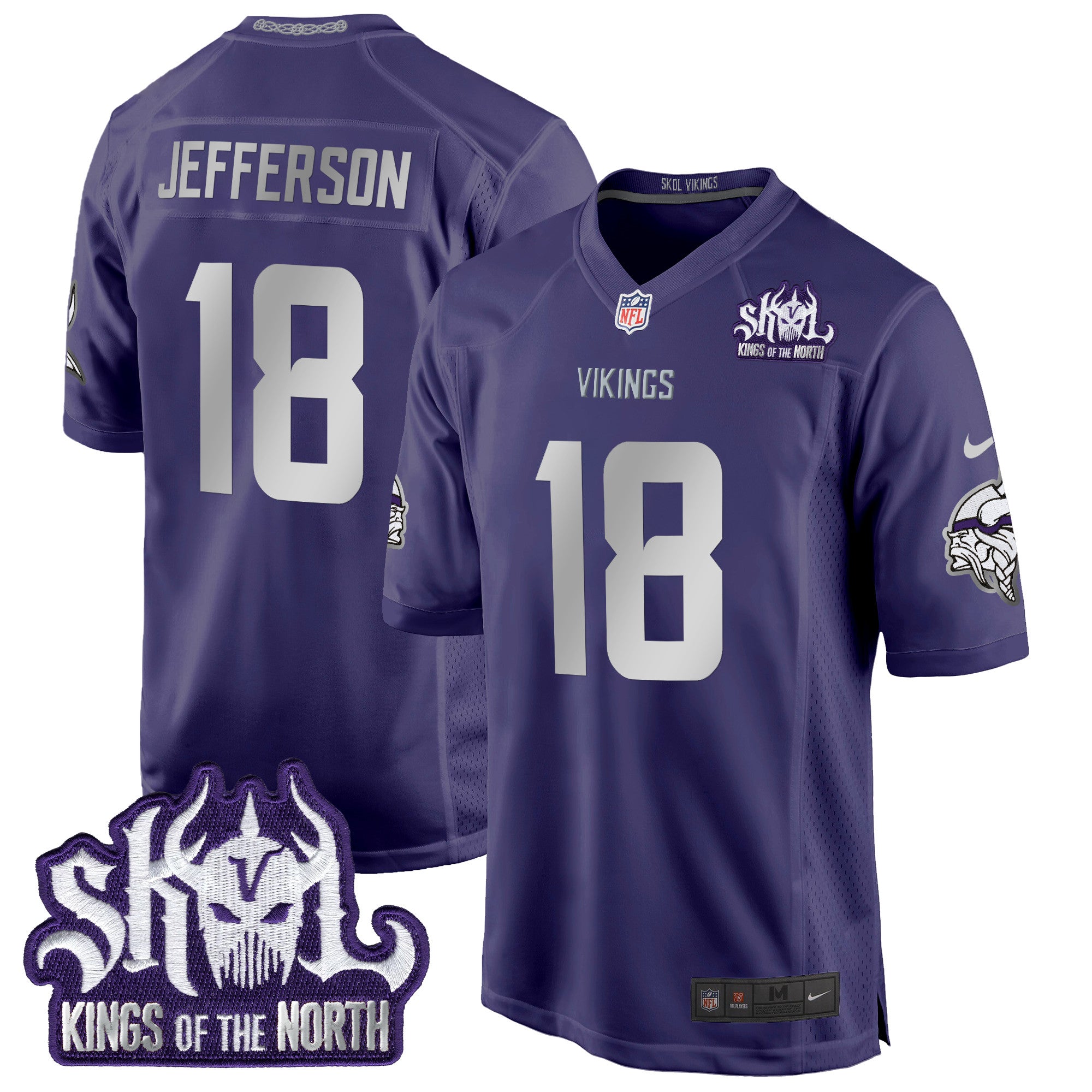 Minnesota Vikings 2024 Winter Warrior Skol Patch Game Jersey – All Stitched – Purple – Justin Jefferson Jersey