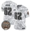 Eagles 2024 Salute to Service Establishment Year Patch Vapor Limited Jersey – All Stitched – Navy – Jason Kelce Jersey